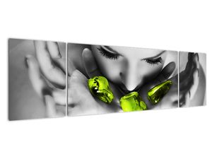 Moderna slika - zeleno kamenje na dlanu